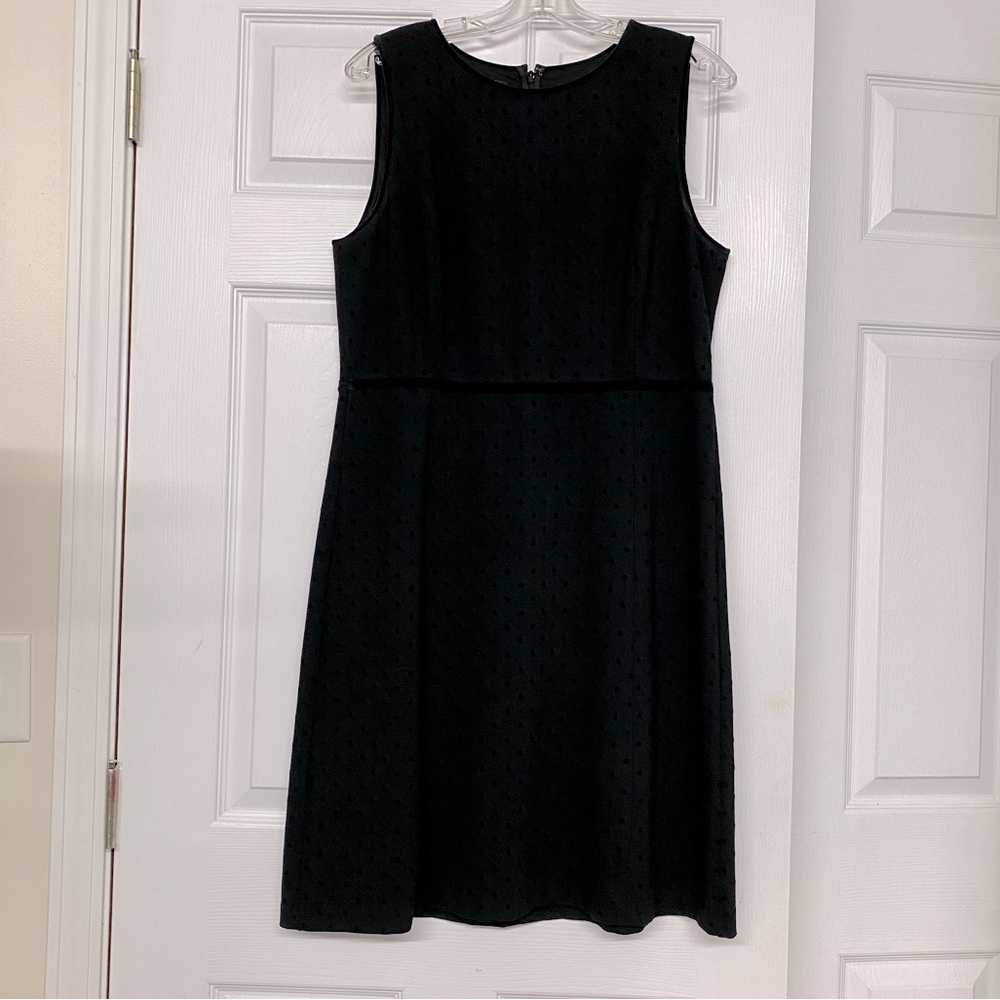 Talbots Black Sleeveless Dress Velvet Swiss Dots Sz 12